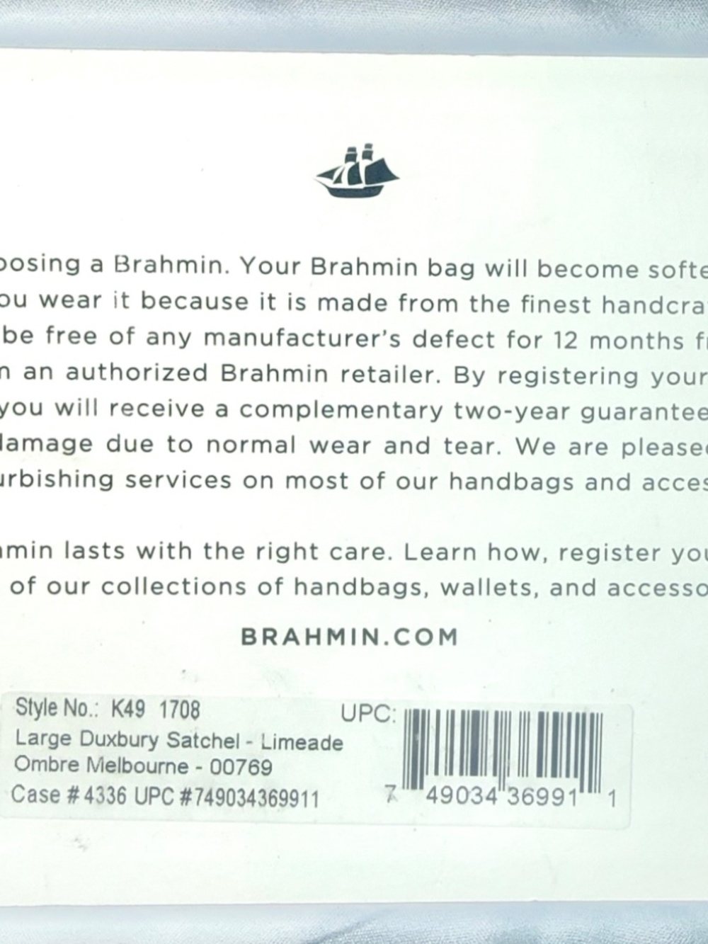 RARE Brahmin Large Duxbury Satchel in Limeade Ombre Melbourne Leather - Picture 6 of 6